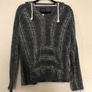 Like New Billabong Poncho Distressed Hooded Gray Sweater